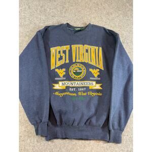 Vintage 90s West Virginia Mountaineers Sweatshirt Mens Medium Blue Crewneck